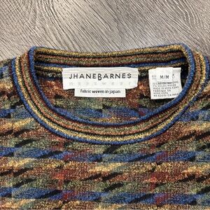 Vintage Jhane Barnes Wool Crewneck Sweater, Multicolour Pattern, Coogi Style